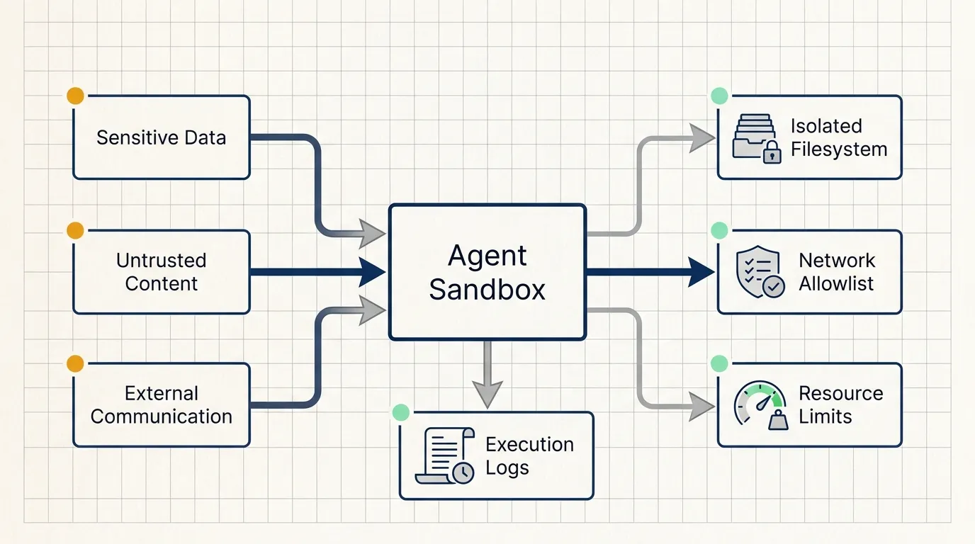 Agent sandbox risk inputs and execution controls