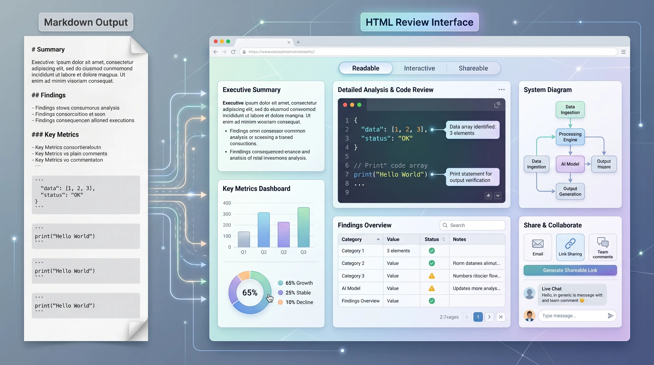 From Markdown to HTML review surfaces