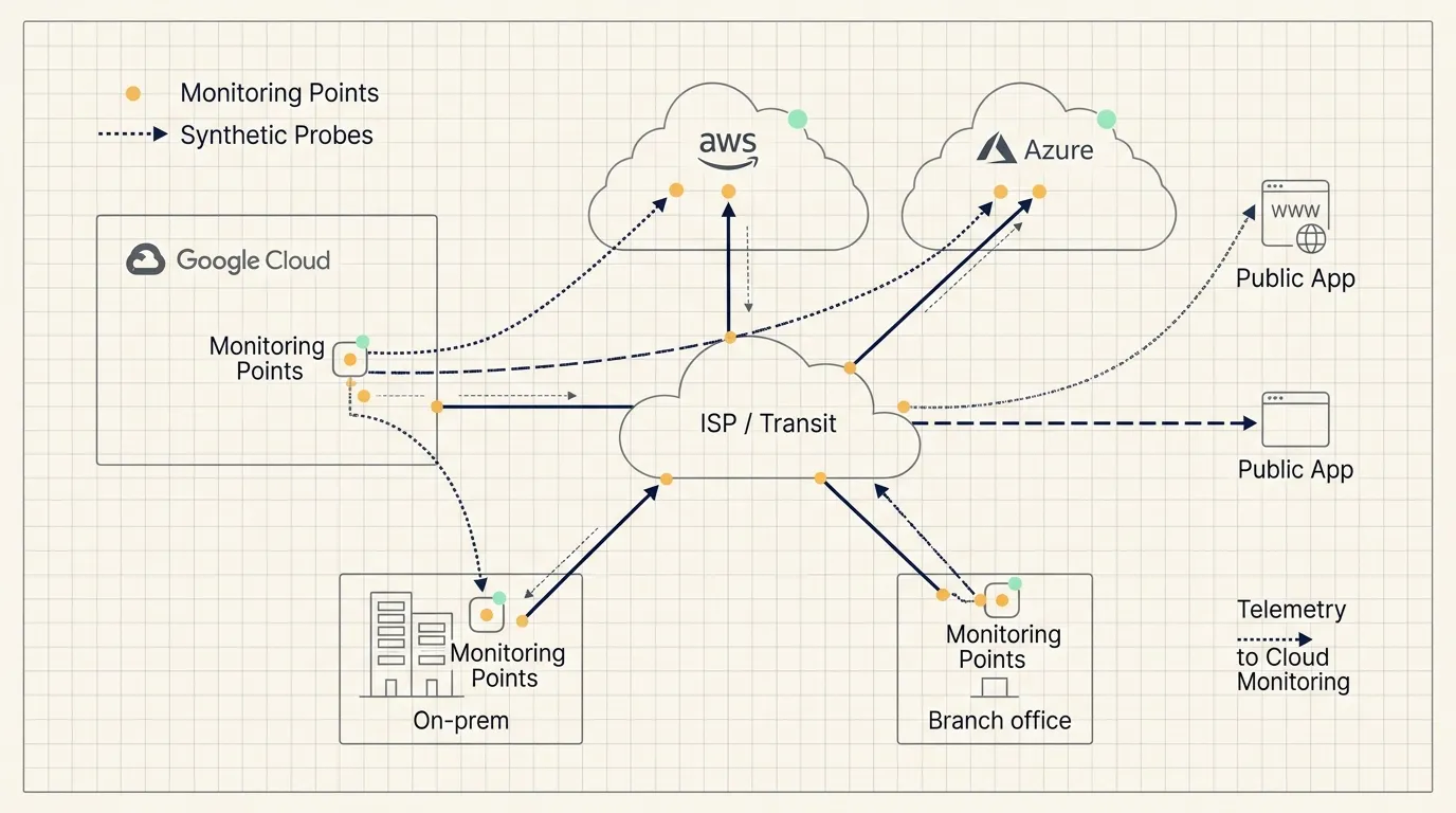 Cross-cloud active probing path